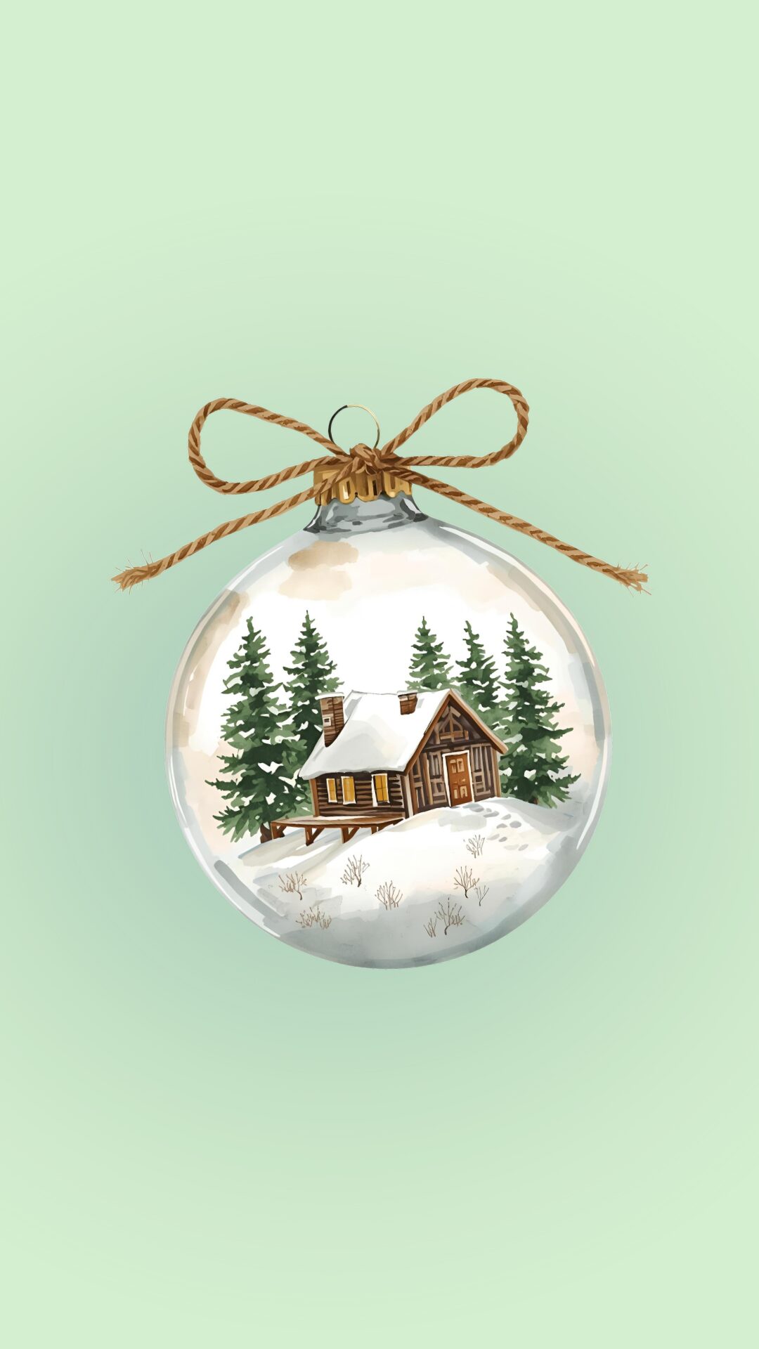 Free green Christmas phone wallpaper with glass Christmas ornament