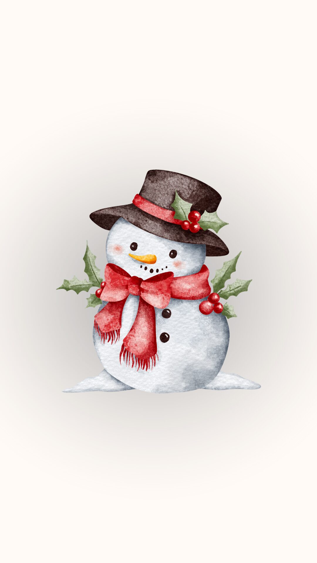 Free Christmas aesthetic phone wallpaper with snowman