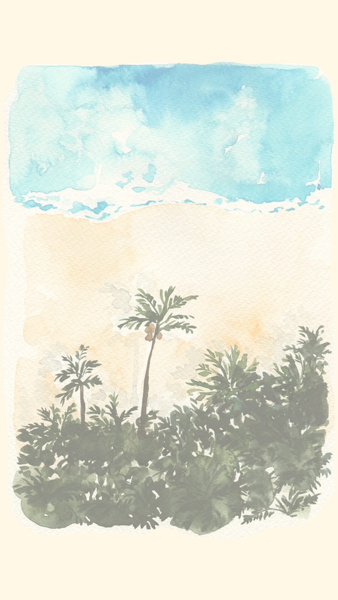 Free beige phone wallpaper with ocean and coconut grove