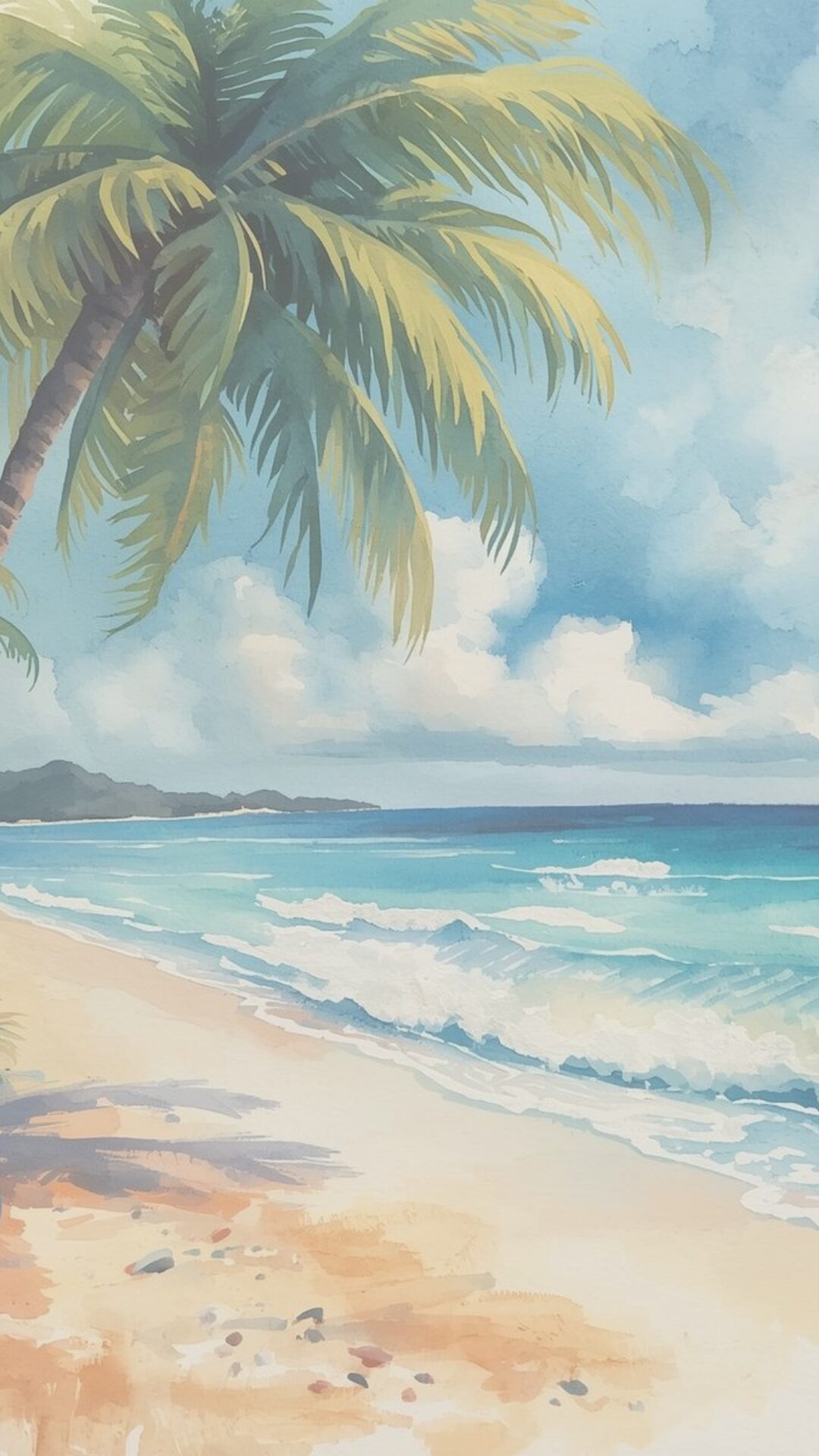 Free phone wallpaper with beach scene