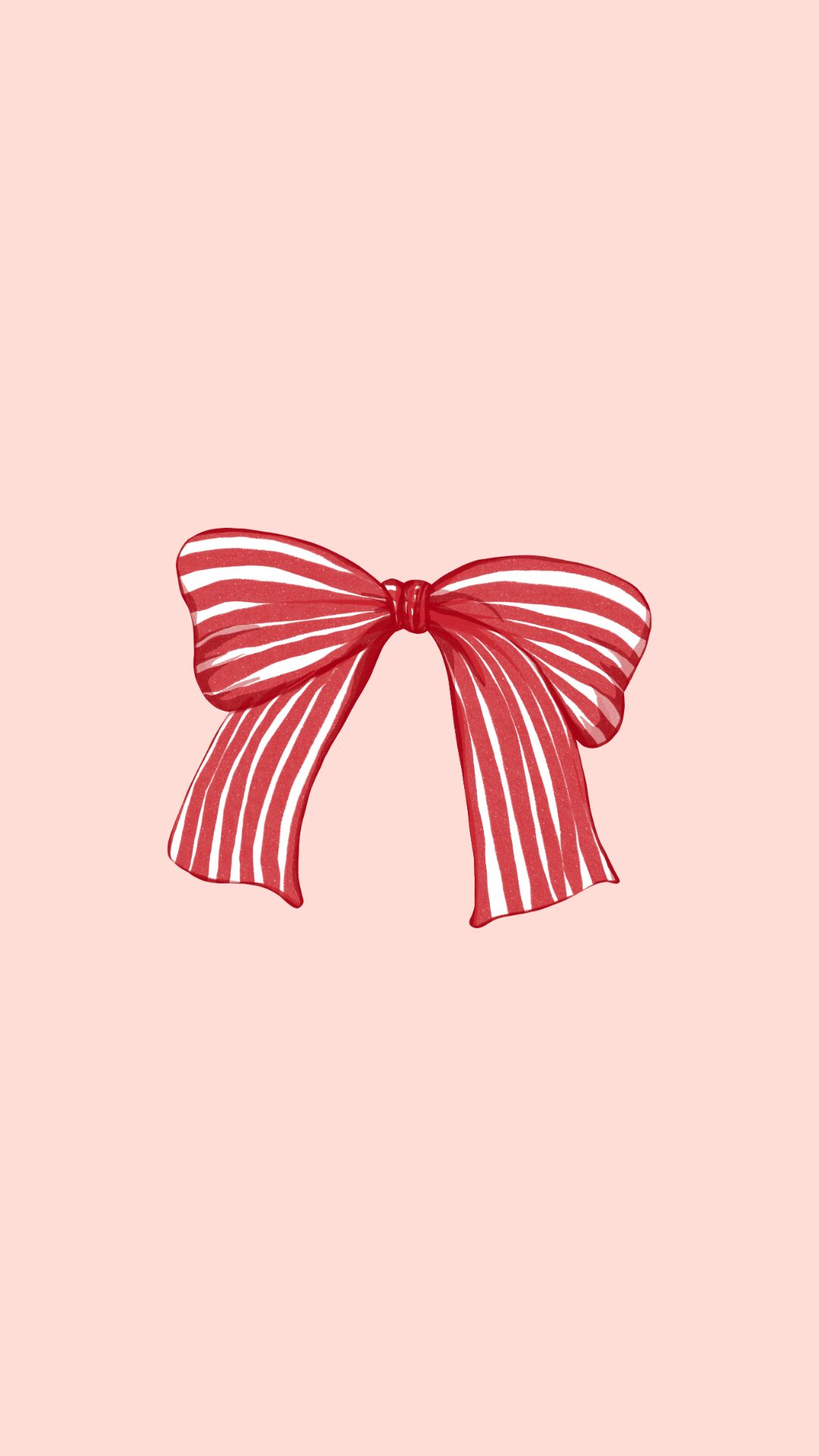 Free Christmas phone wallpaper with striped red bow