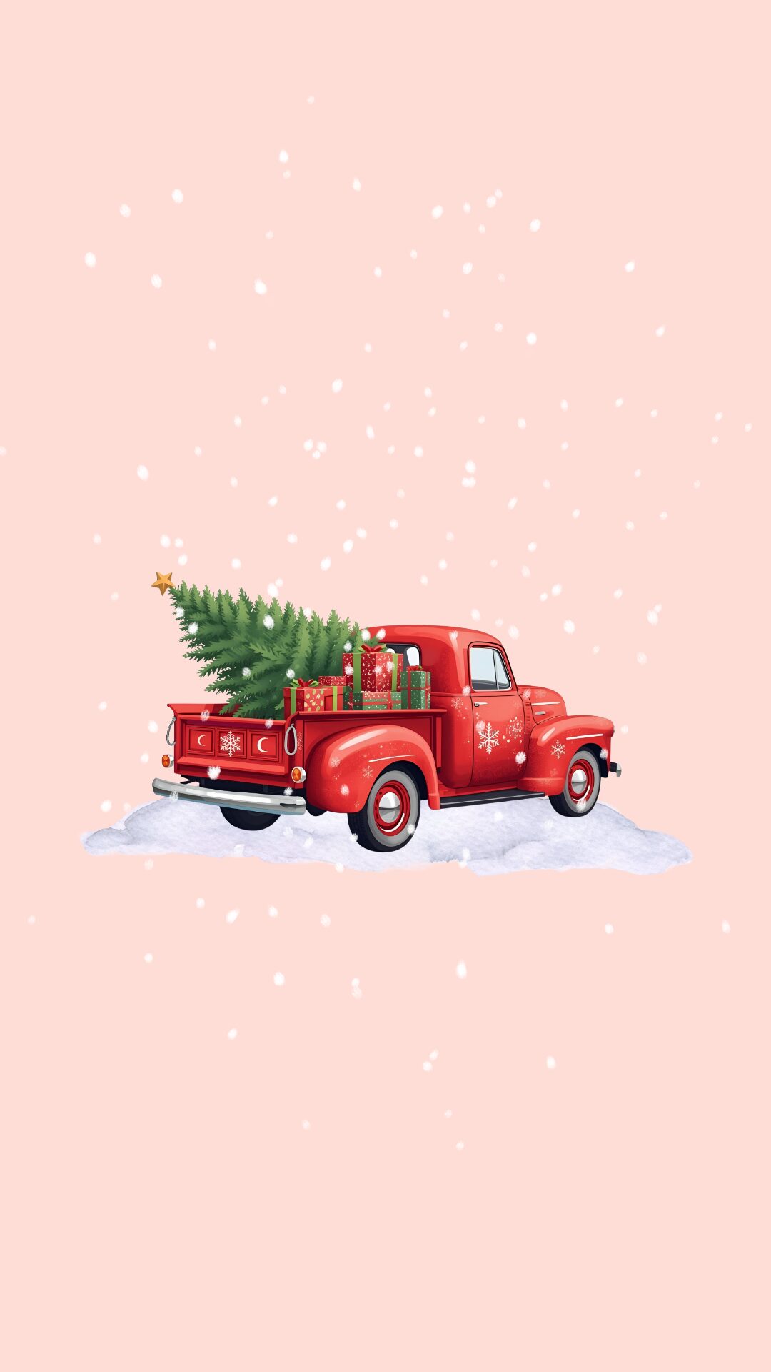 Free Christmas phone wallpaper with red truck