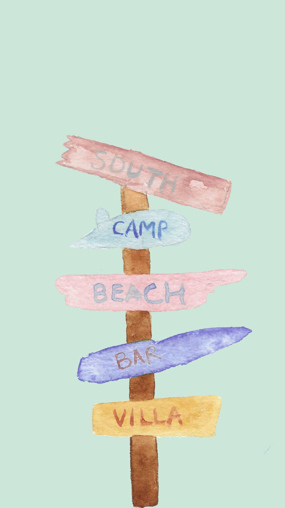 Free green phone wallpaper with beach sign